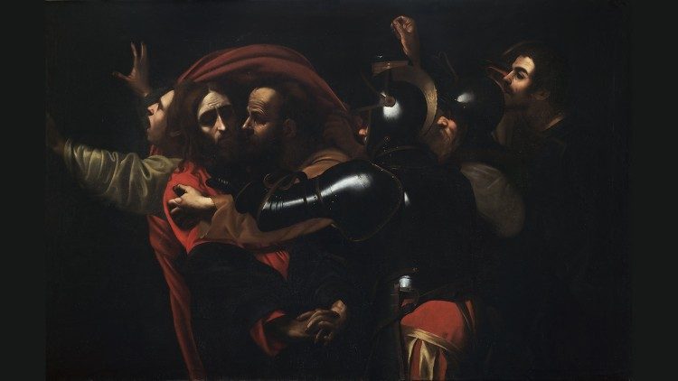Michelangelo Merisi detto Caravaggio Presa di Cristo nell’Orto degli Ulivi, 1602 Olio su tela, 142 x 218, 5 cm Roma, Collezione Bigetti, già collezione Ruffo