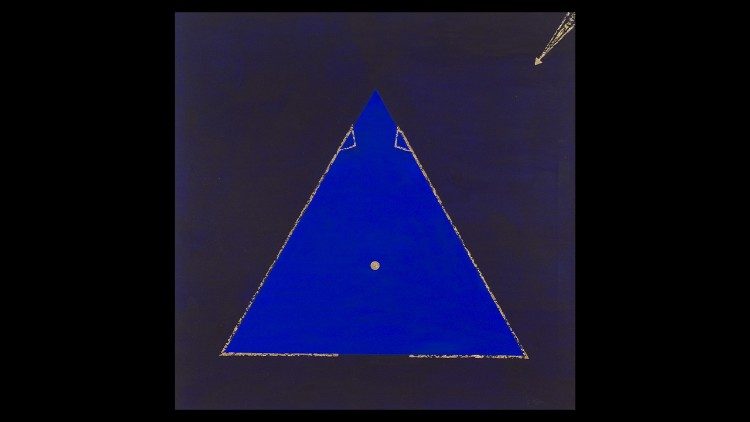 Giovanna Dejua, NativitĂ 1991, acrilico e foglia d'oro 24 kt su tela, 80x80 cm., Collezione "Nuovo progetto astratto"